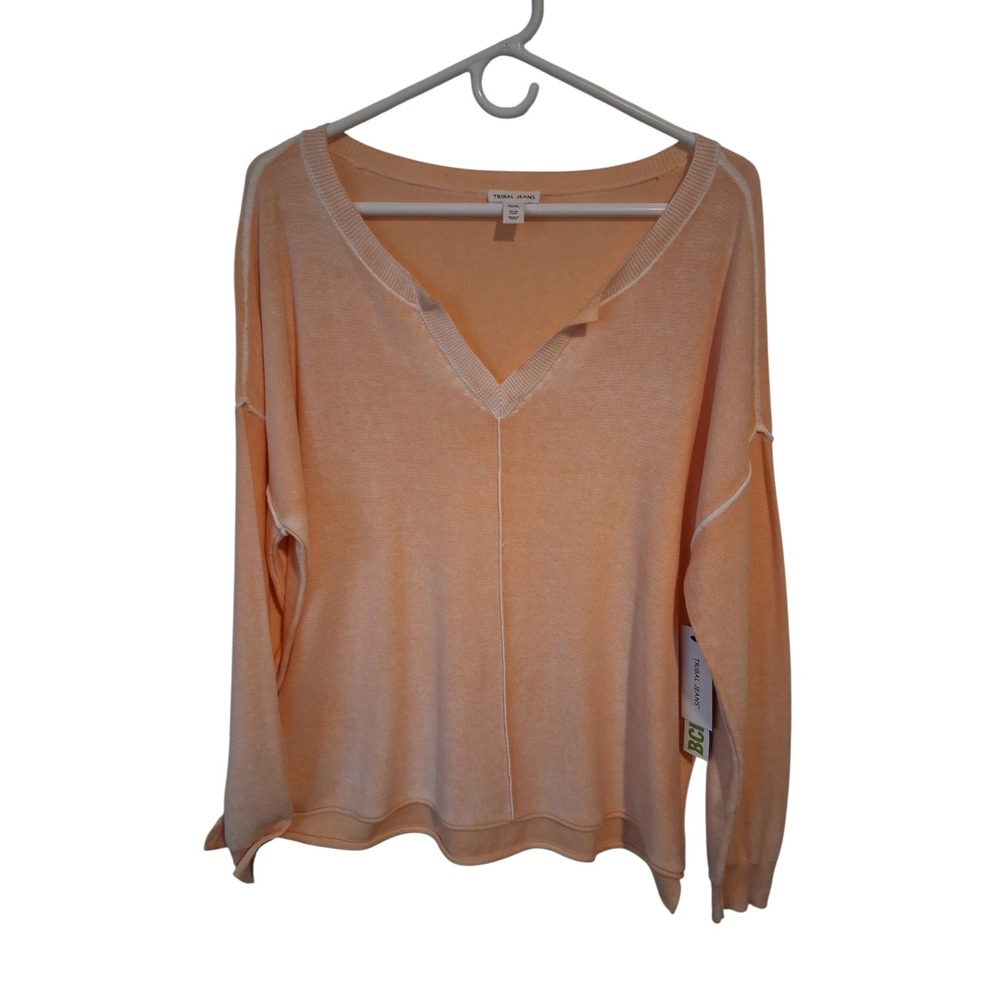 Tribal Sandwashed VNeck Womens‎ size XL Lightweight Preppy Ribbed Casual Sweater - Picture 14 of 14